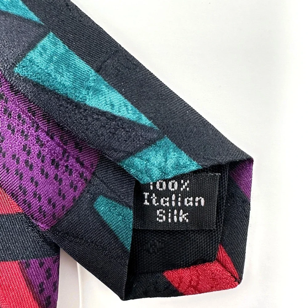 Bugatti Silk‎ Tie Geometric Abstract Colorful 59.5x3.75 Vintage